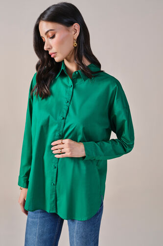 Sensational Solid Cotton Shirt, Green, image 5