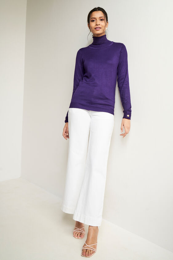 Purple Solid Straight Top, Purple, image 1