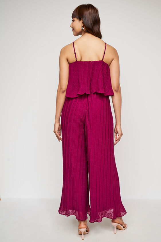 Wine Solid Flared Jumpsuit, Wine, image 4