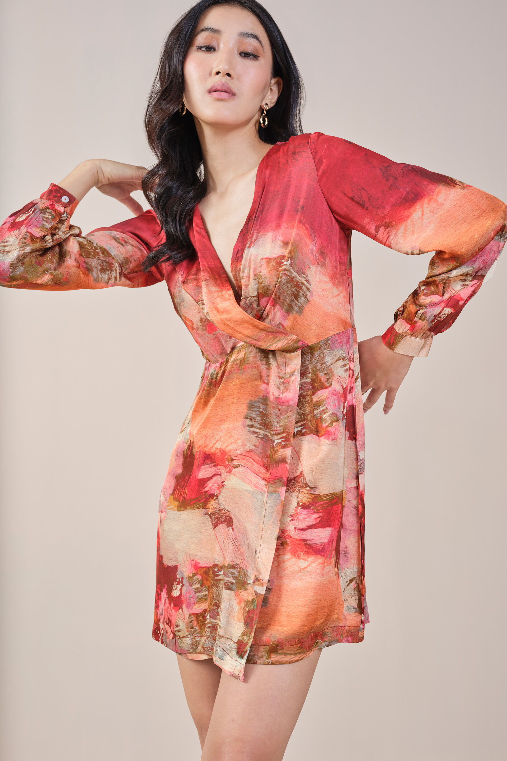 Amber Viscose Dress, Rust, image 5