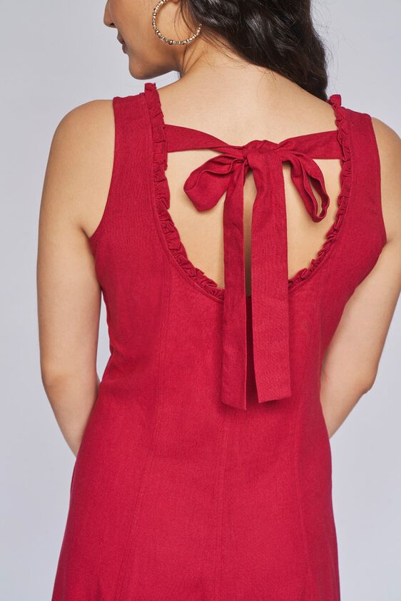 6 - Red Solid Straight Dress, image 7