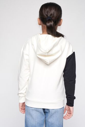 4 - White Colour blocked Straight Sweatshirt, image 4