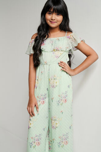 Mint Floral Flared Jumpsuit, Mint, image 2