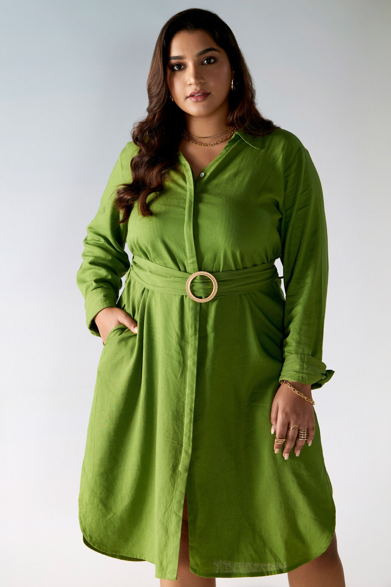 Modern Muse Shirt Dress, Green, image 3
