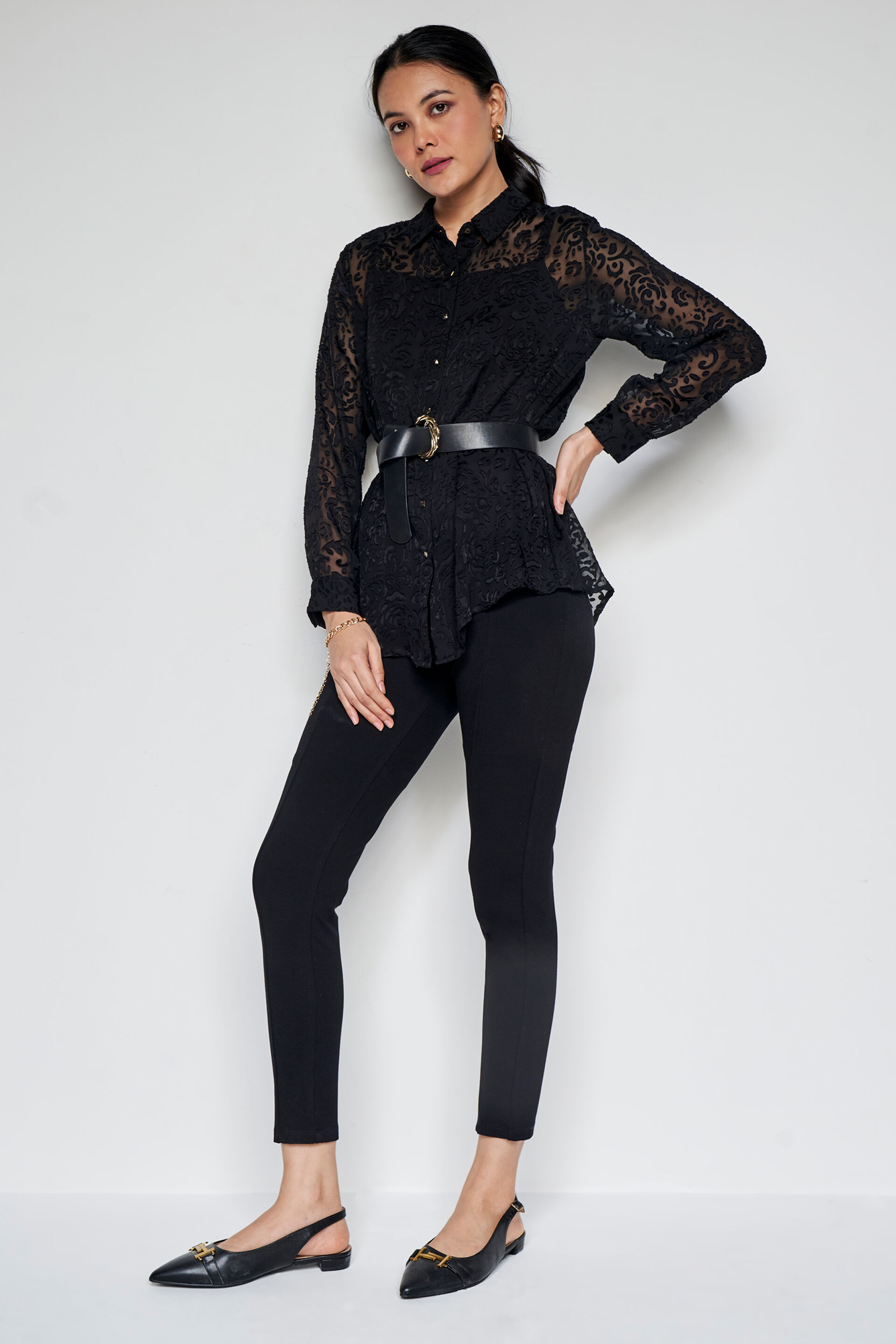 Floral Shadow Top, Black, image 2