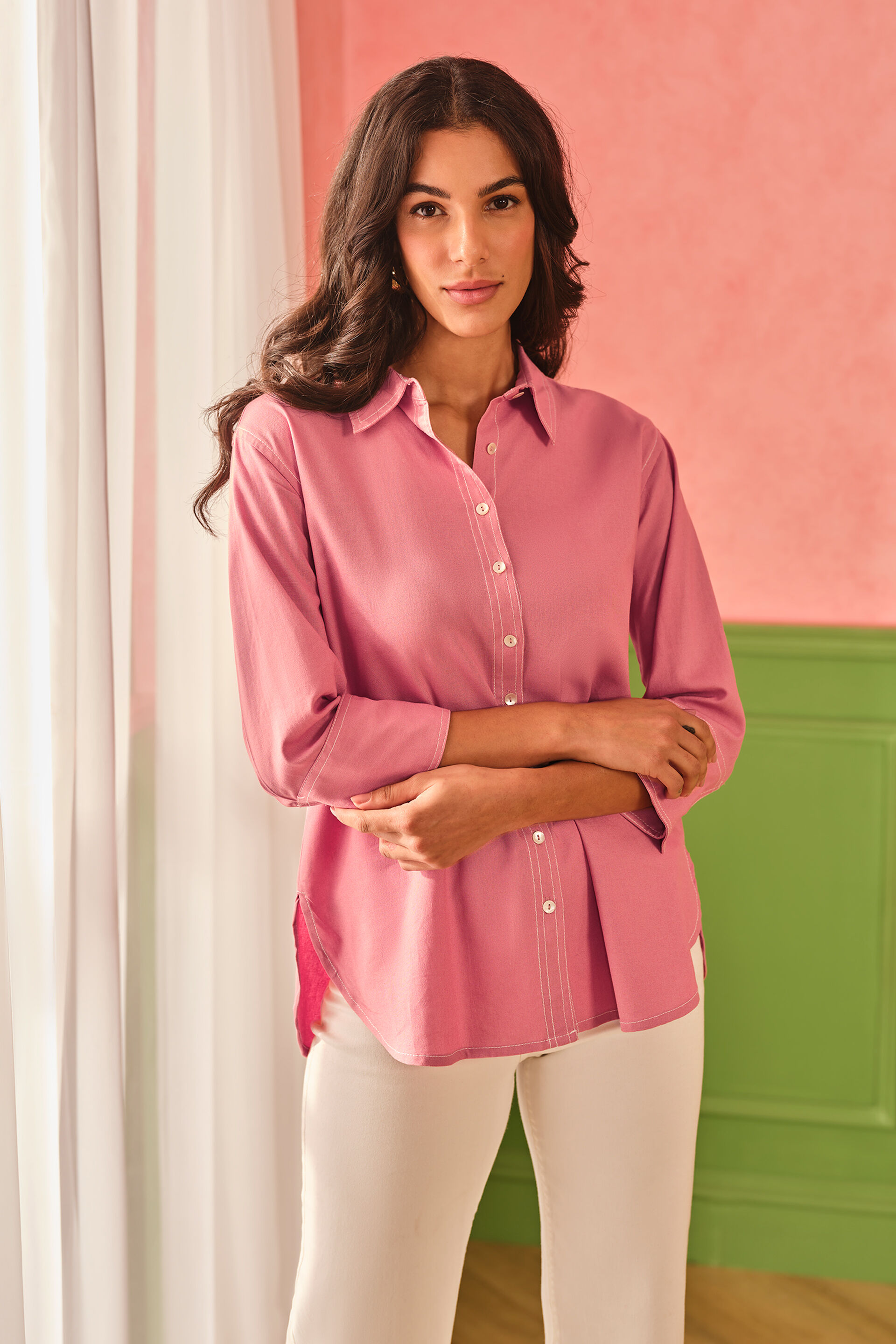 Blush Bliss Viscose Blend Top, Pink, image 1