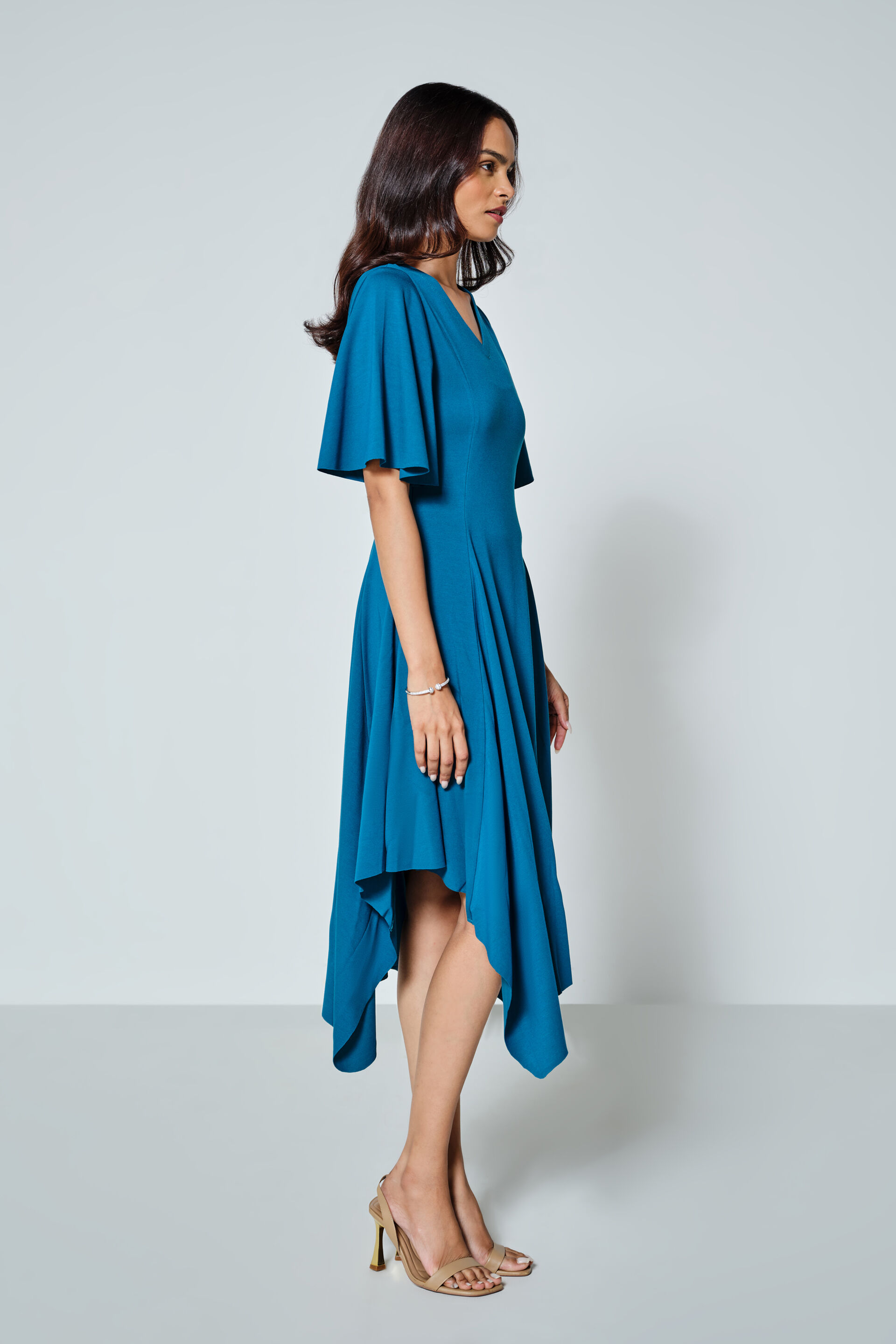 Celine Solid Teal Dress, Teal, image 2