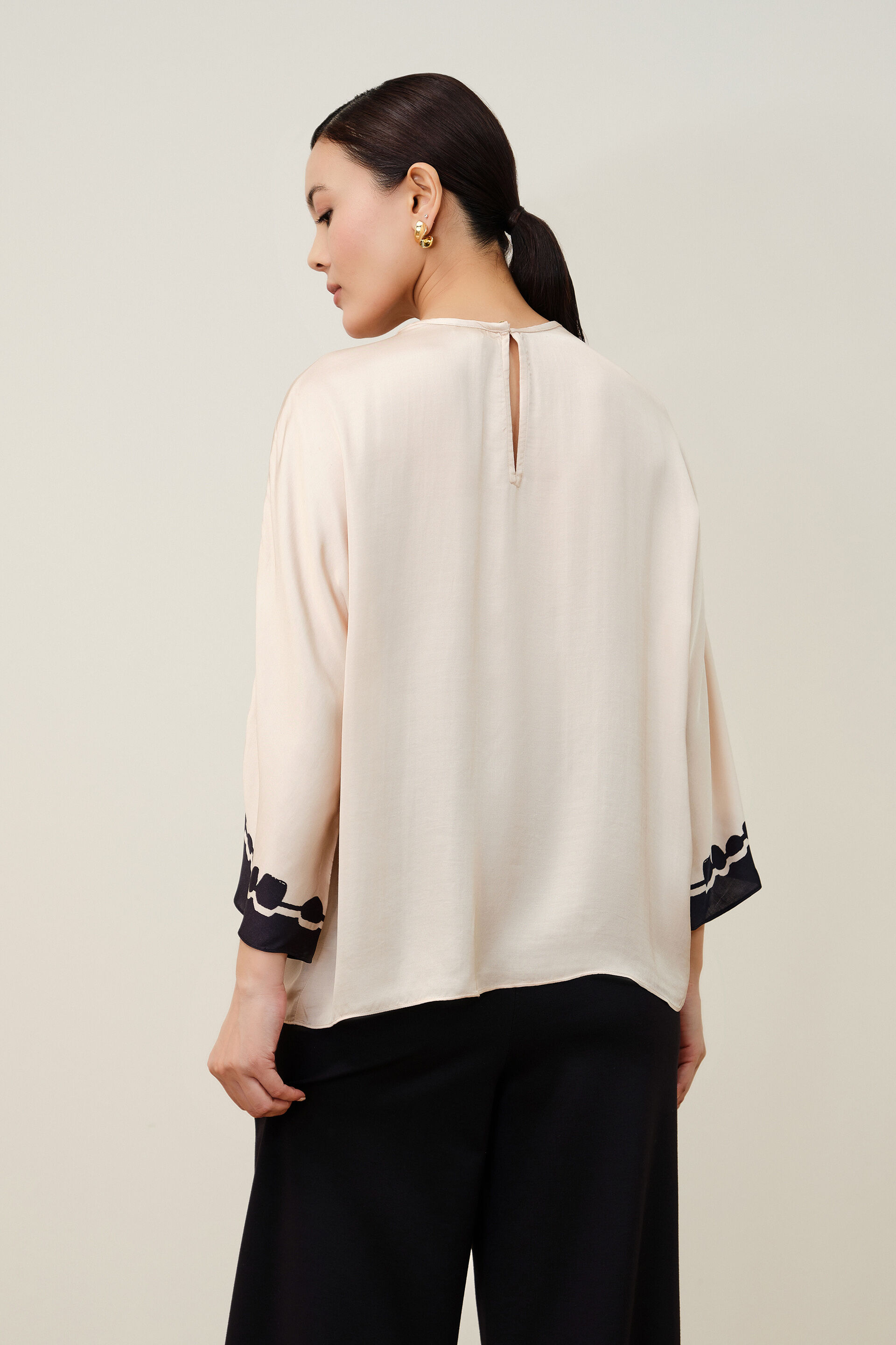 Cream Charm Modal Satin Top, Beige, image 6