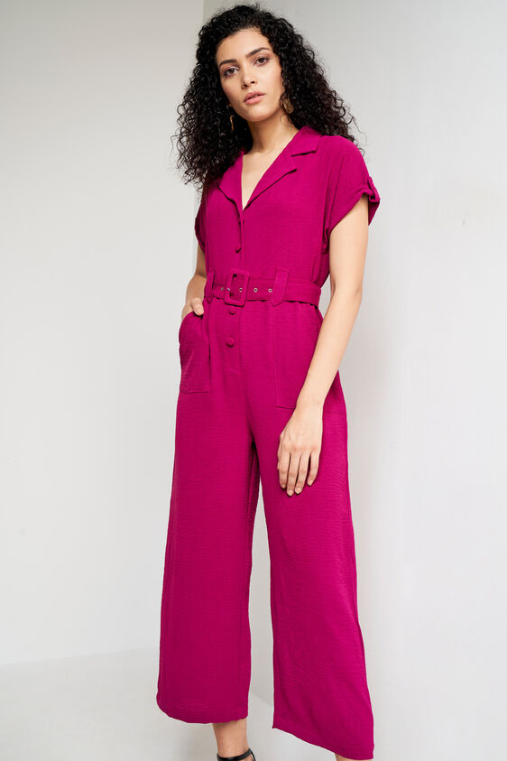 Pink Solid Straight Jumpsuit, Pink, image 1