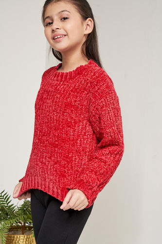 Red Self Design Straight Top, Red, image 4