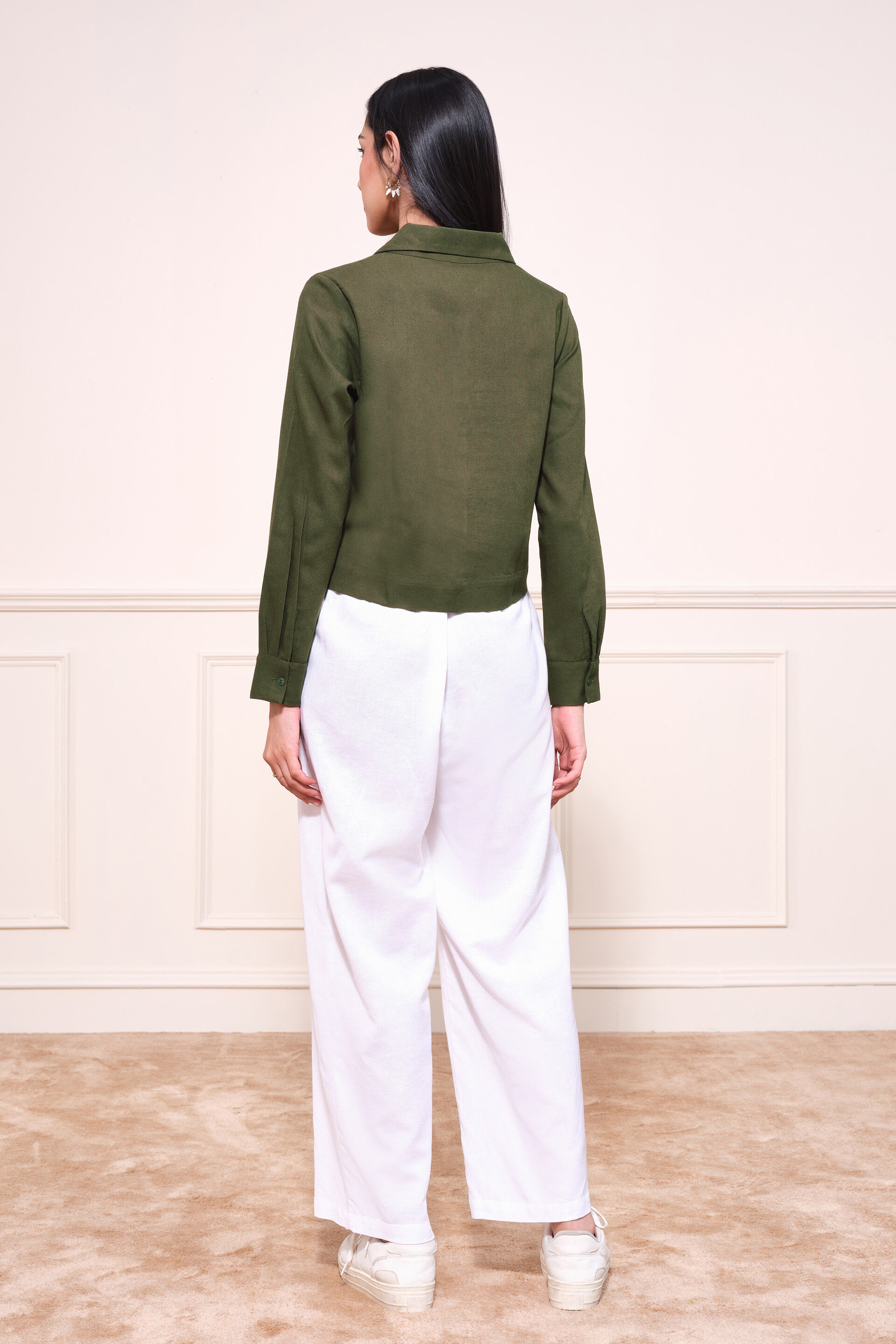 Rachelle Linen Blend Shirt, Olive, image 5