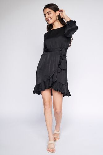 4 - Black Solid Asymmetric Dress, image 4