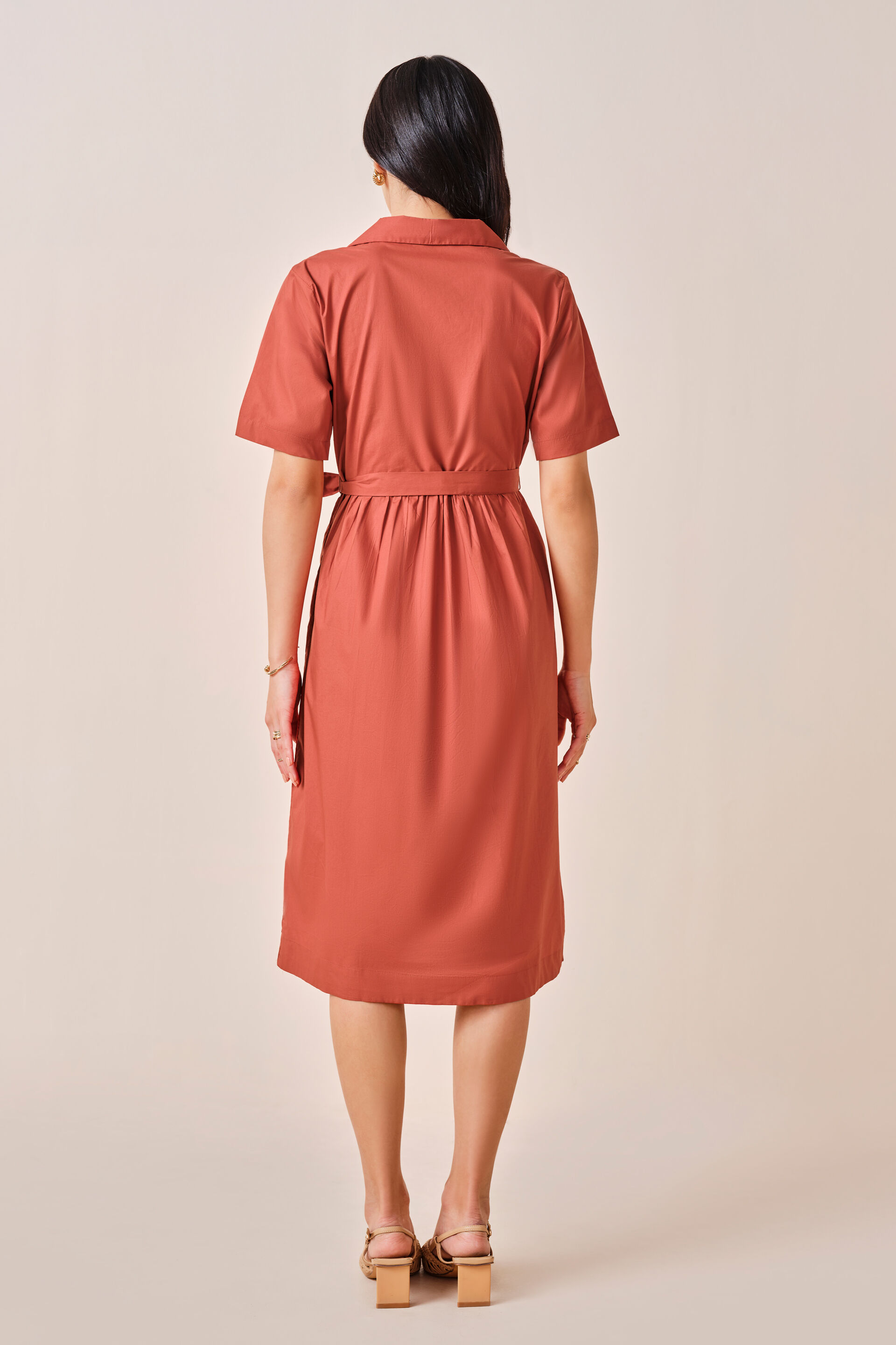 Nancy Orange Cotton Dress, Orange, image 5