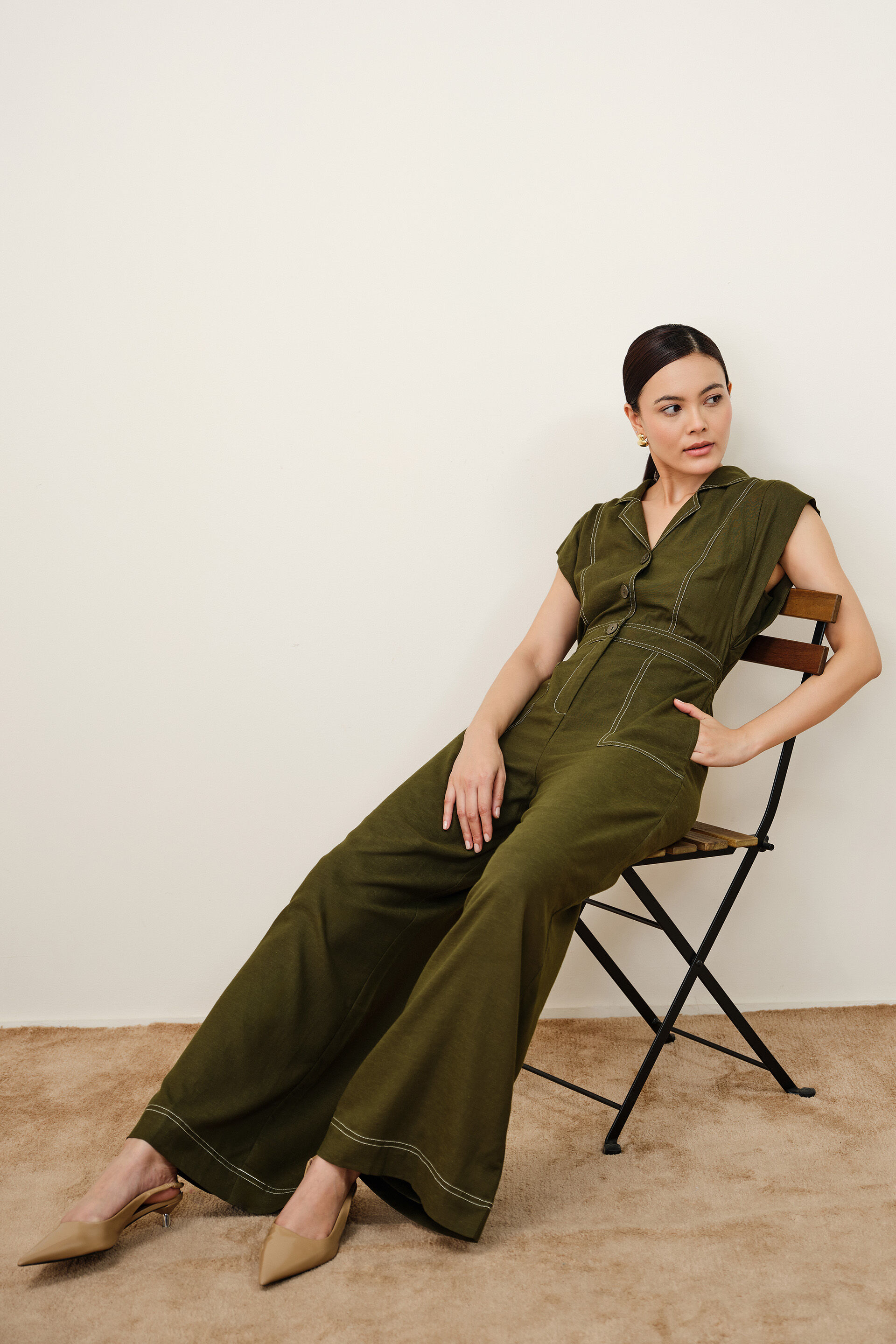 Olive Canopy Jumpsuit, Olive, image 2