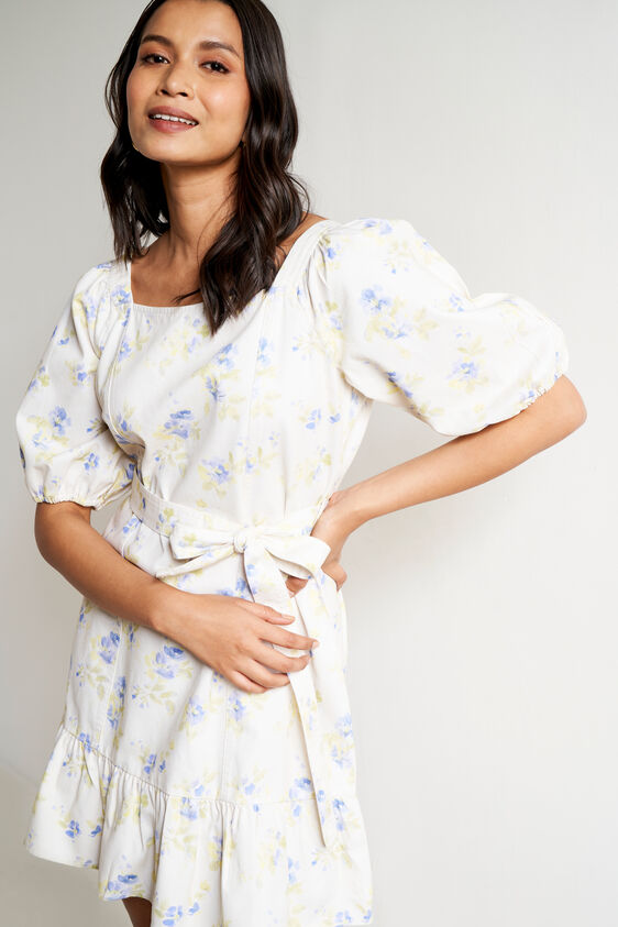 White Floral Summer Dress, White, image 4