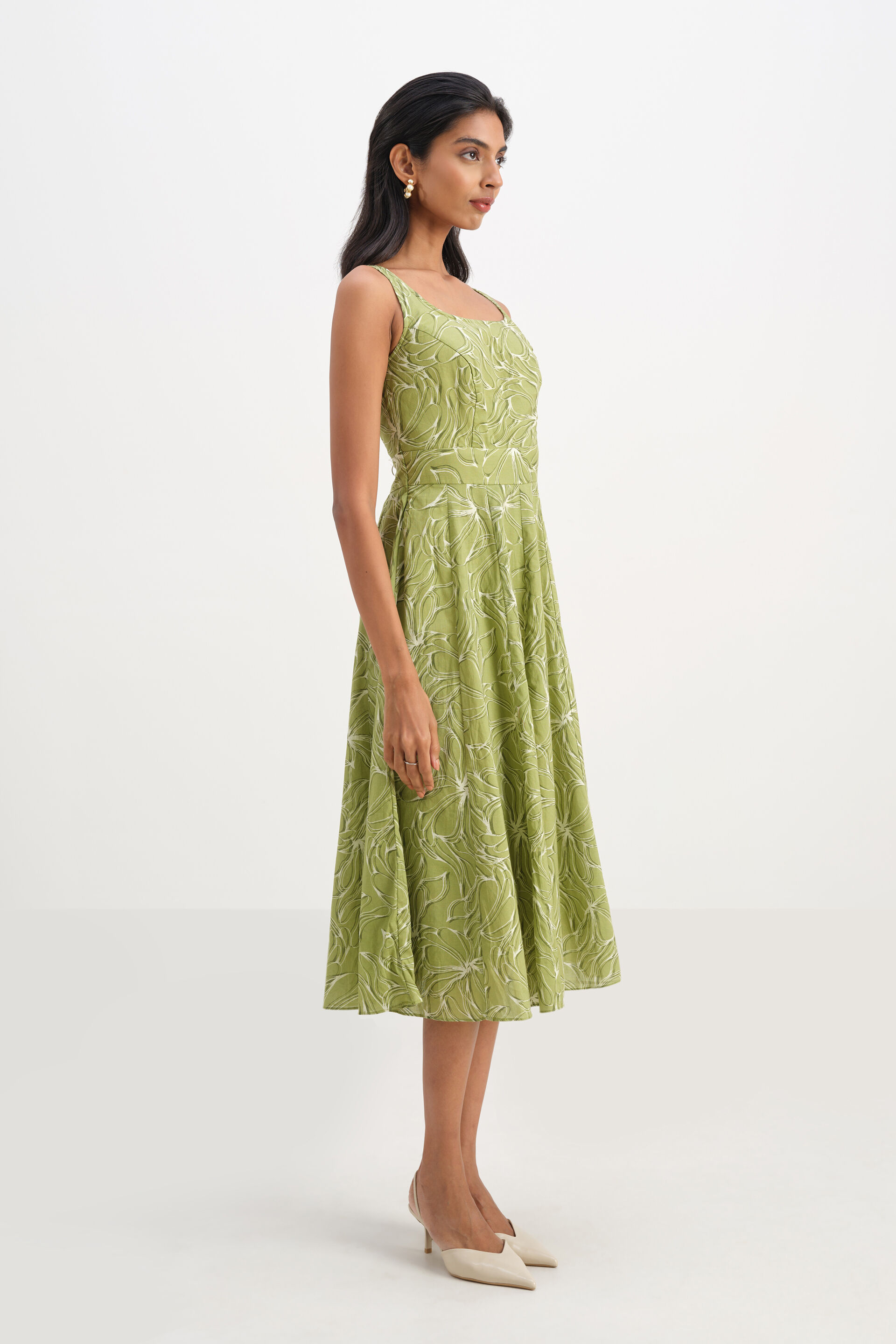 Olive Charm Dress, Green, image 4