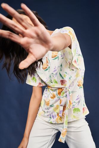 3 - Multi Color Floral Printed Fit And Flare Top, image 3