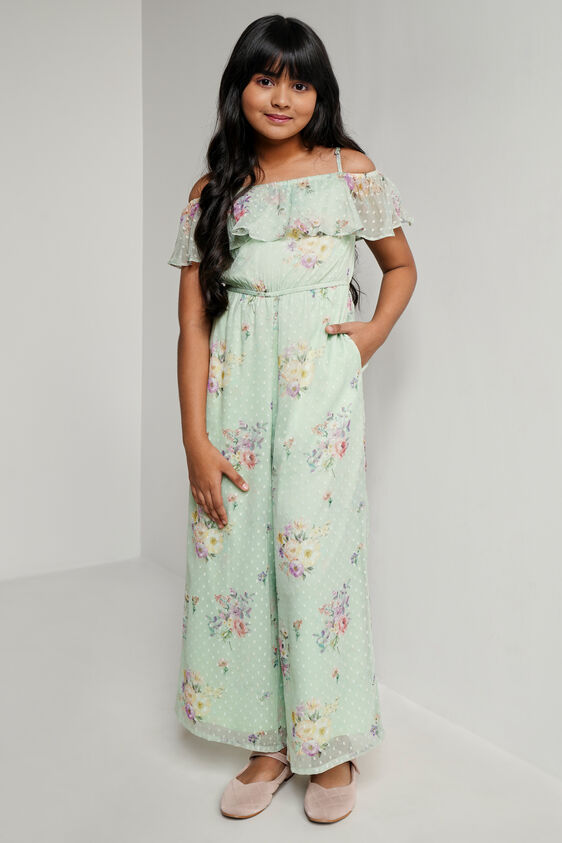 Mint Floral Flared Jumpsuit, Mint, image 3