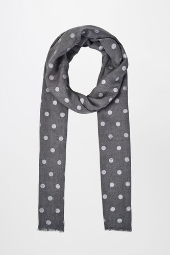 Grey Foil Print Viscose Casual Scarf, , image 1