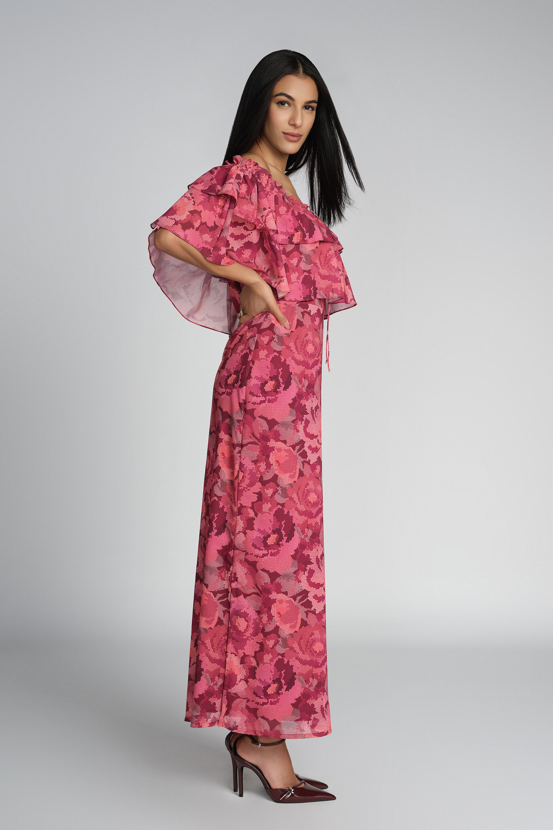 Priscilla Printed Dress, Pink, image 2