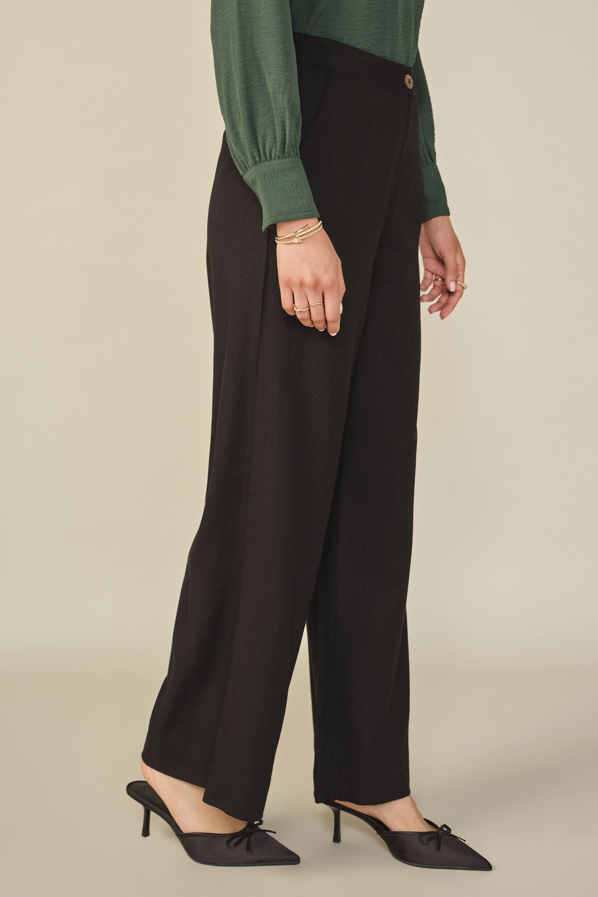Solid Trousers in Black, Black, image 4