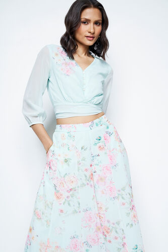 Light Green Floral Flared Set, Green, image 4