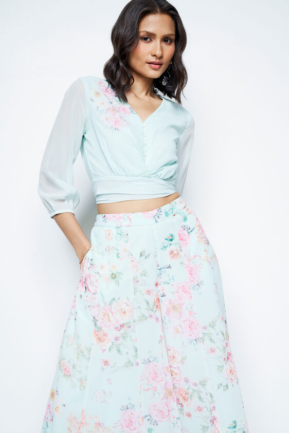 Light Green Floral Flared Set, Green, image 4