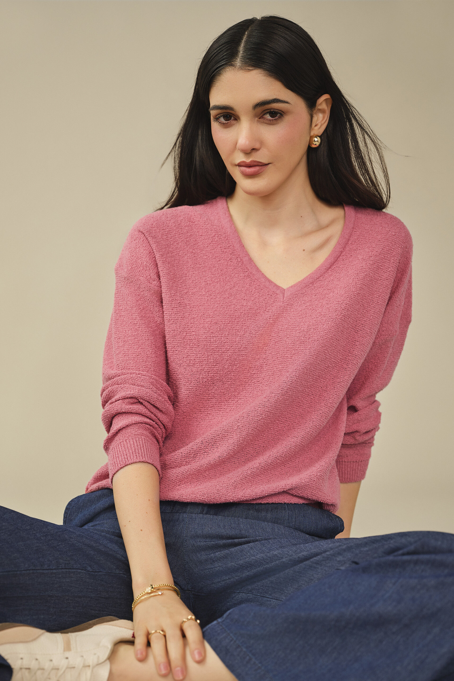 Solid Sweater in Pink, Pink, image 4