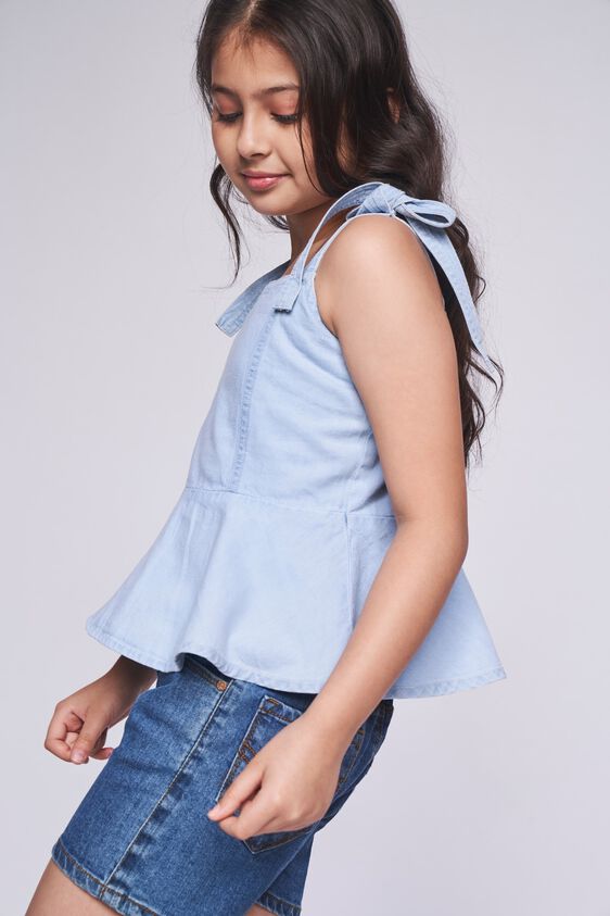 1 - Light Blue Solid Flared Top, image 1