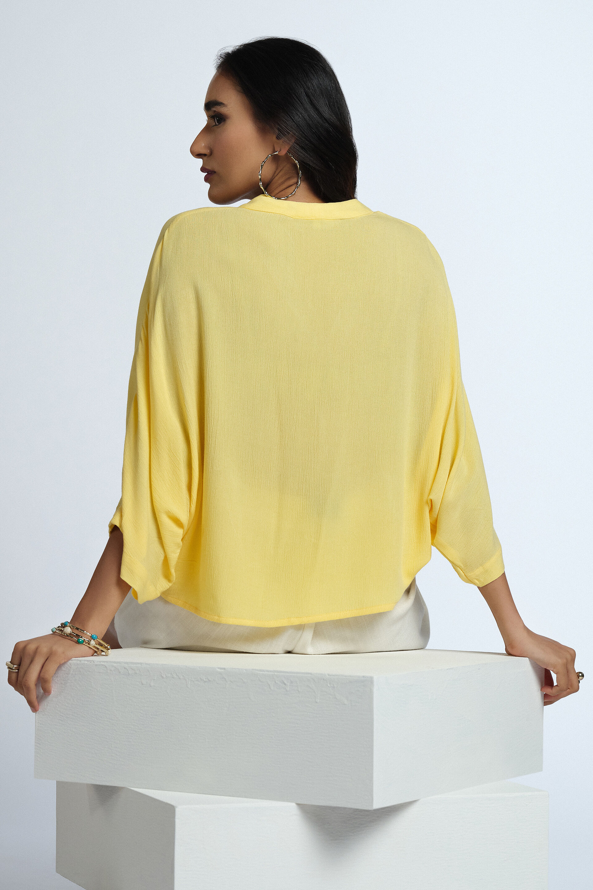 Yellow Solid Straight Top, Yellow, image 5