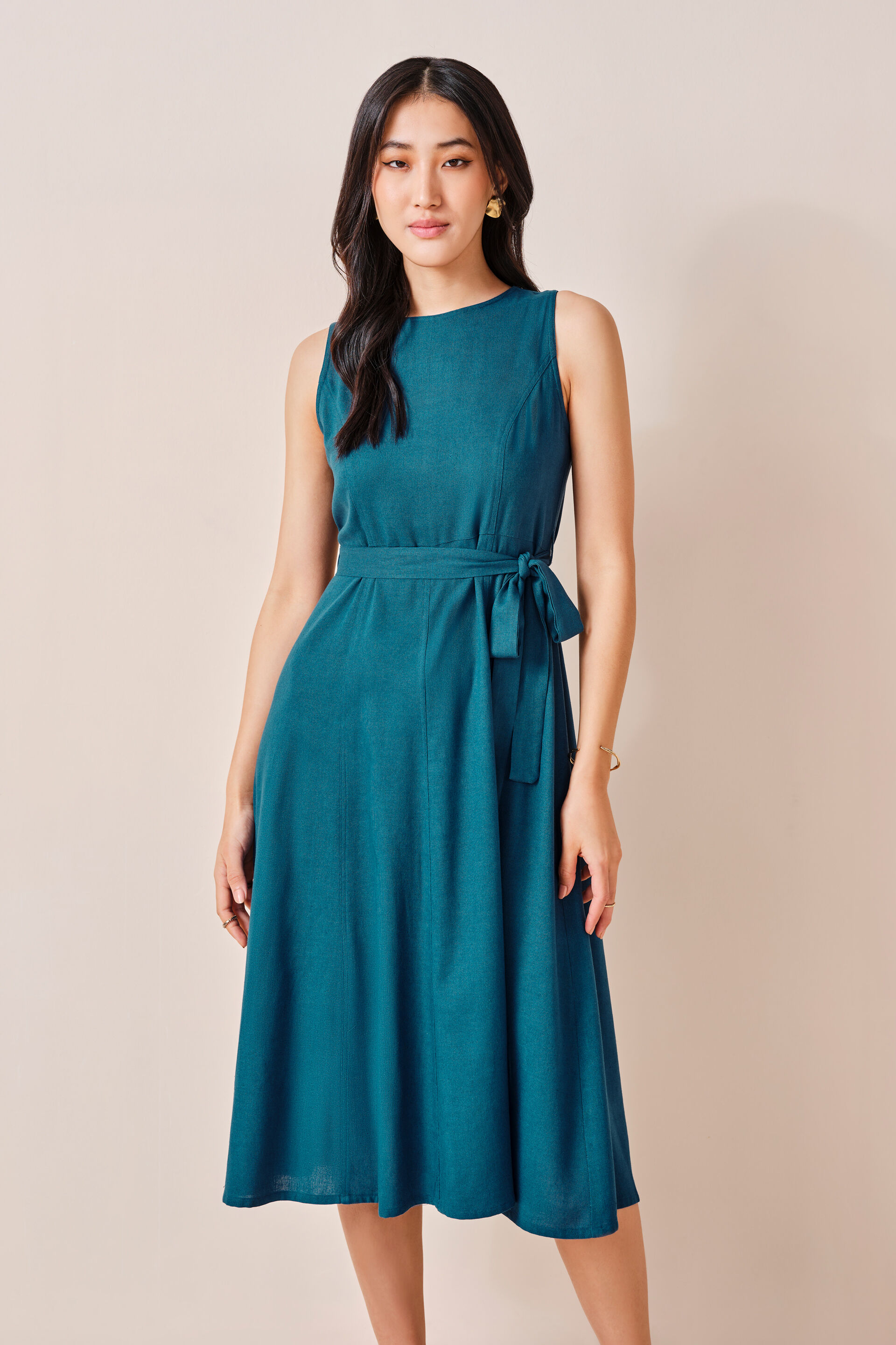 Oceania Vicose-blend Dress, Teal, image 3