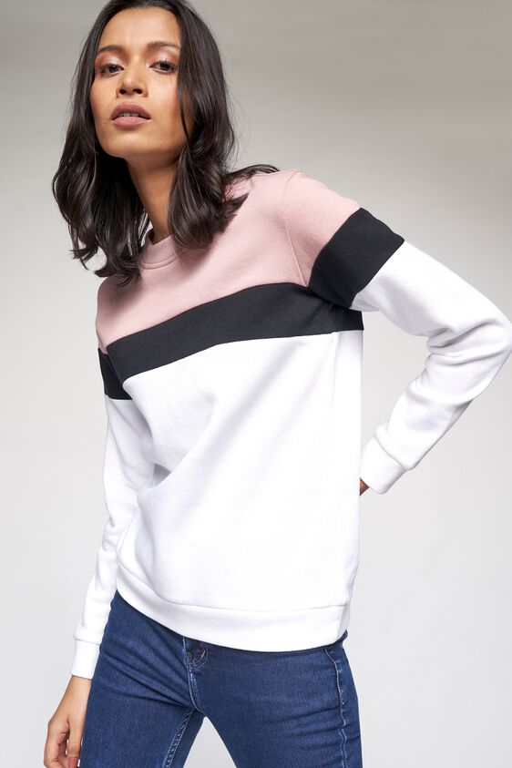 5 - White/Pink Solid Sweater Top, image 5
