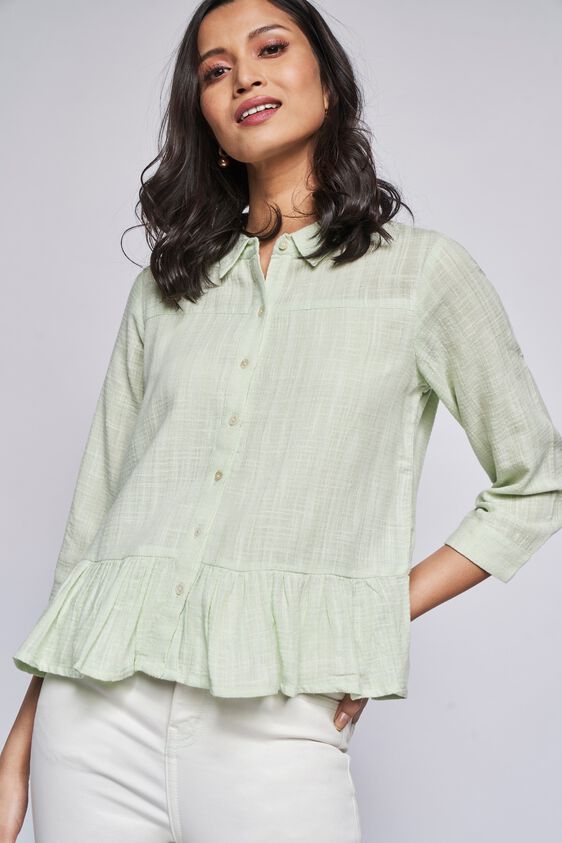 Mint Dobby Shirt Style Top, Mint, image 2