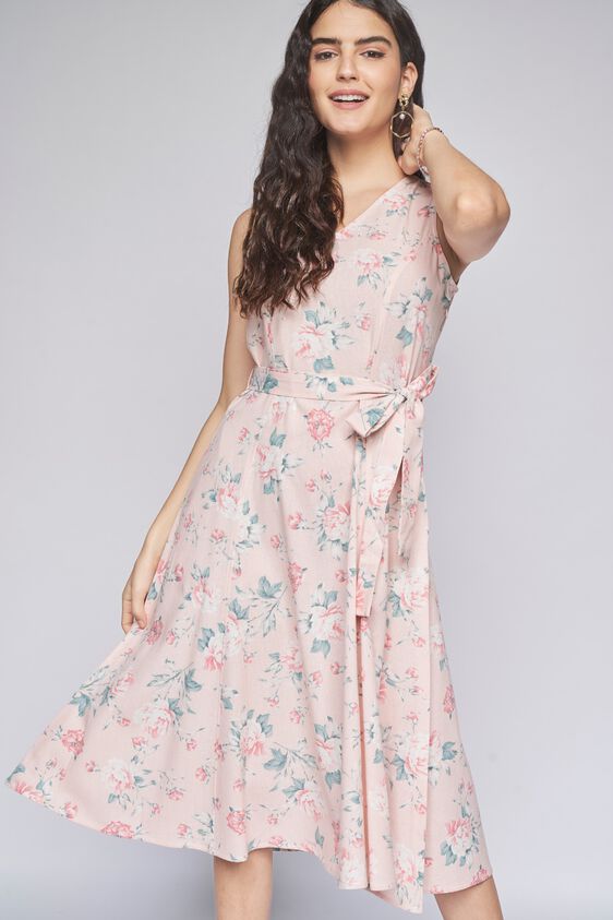 2 - Pink Floral Fit & Flare Dress, image 2