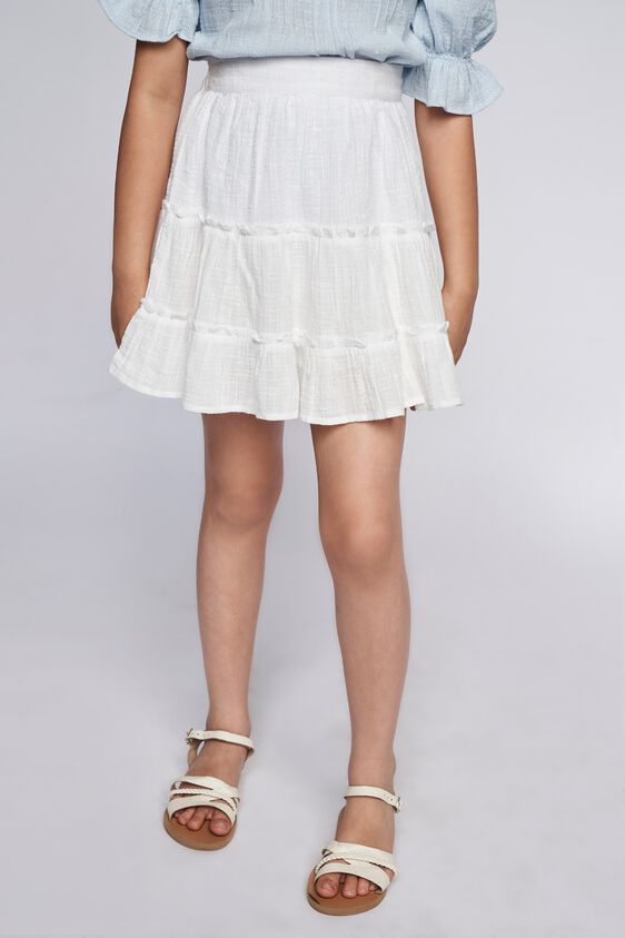 2 - White Self Design Flared Skirt, image 2