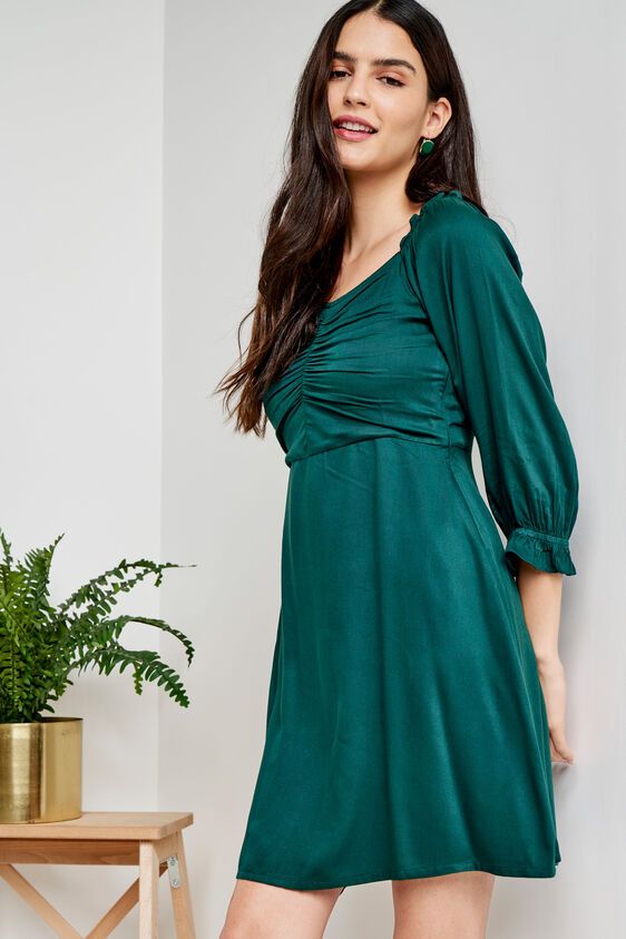 Teal Solid Straight Dress, Teal, image 3