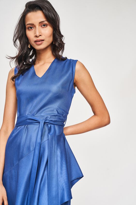 6 - Blue Solid A-Line Dress, image 6