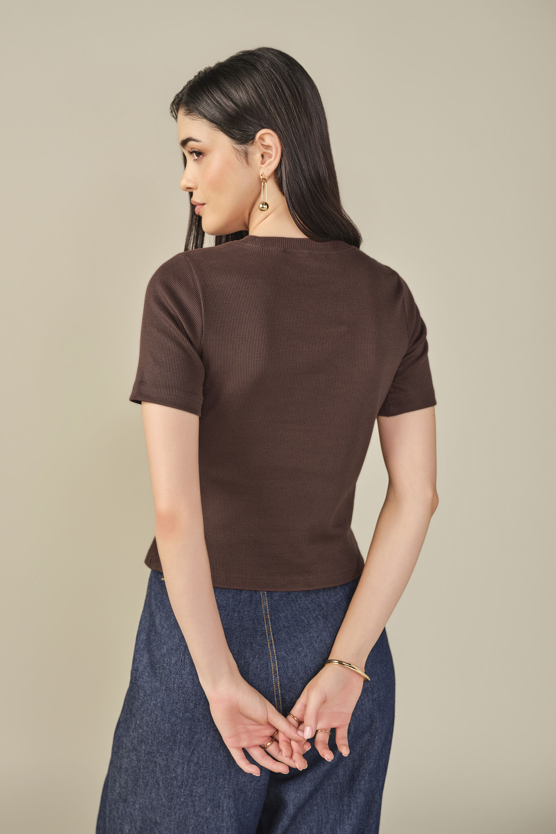 Solid Cotton Top in Brown, Brown, image 6