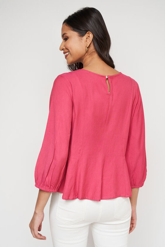 Pink Solid Flounce Top, Pink, image 5