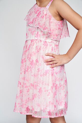 6 - Pink Floral Ruffled Fit and Flare Dress, image 6