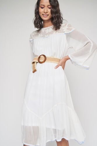 White Solid High-Low Dress, White, image 5