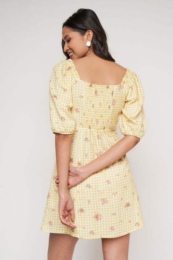 Yellow Floral Straight Dress, Yellow, image 4