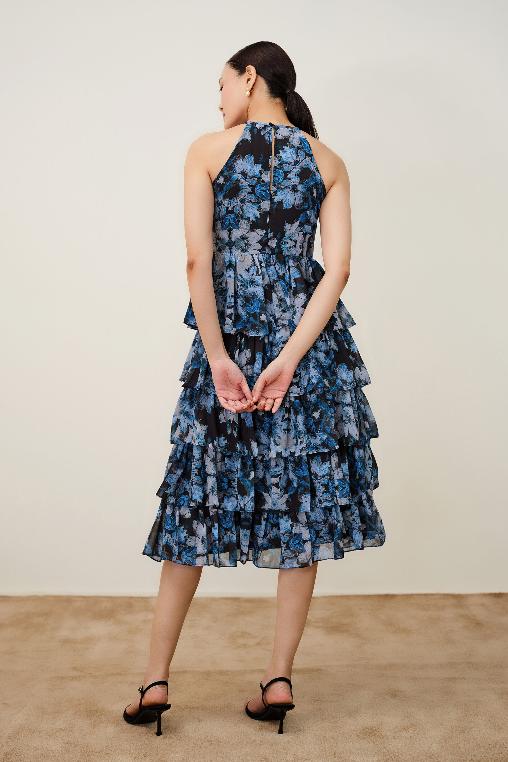 Aerin Abstract Print Tiered Dress, Blue, image 7