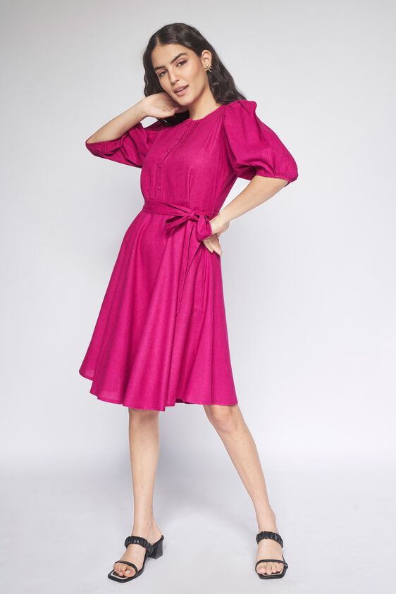 4 - Wine Solid Straight Dress, image 2