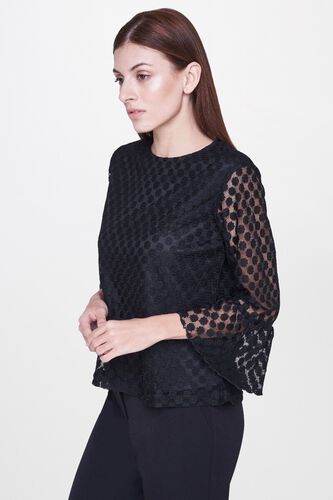 3 - Black Round Neck A-Line Bell Top, image 3