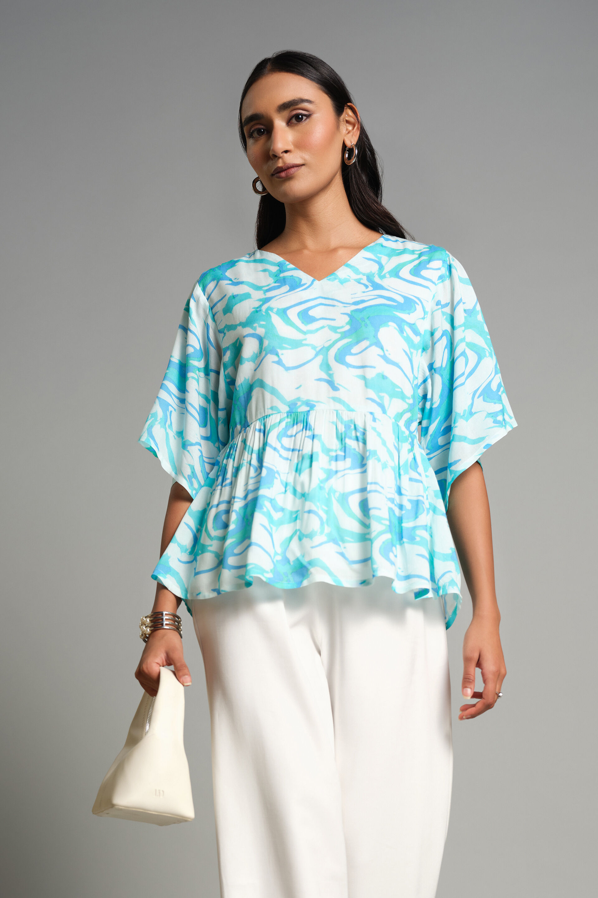 Buy Blue Wave Top Online for Women from AND India S25R109TP106_BLU_PRT