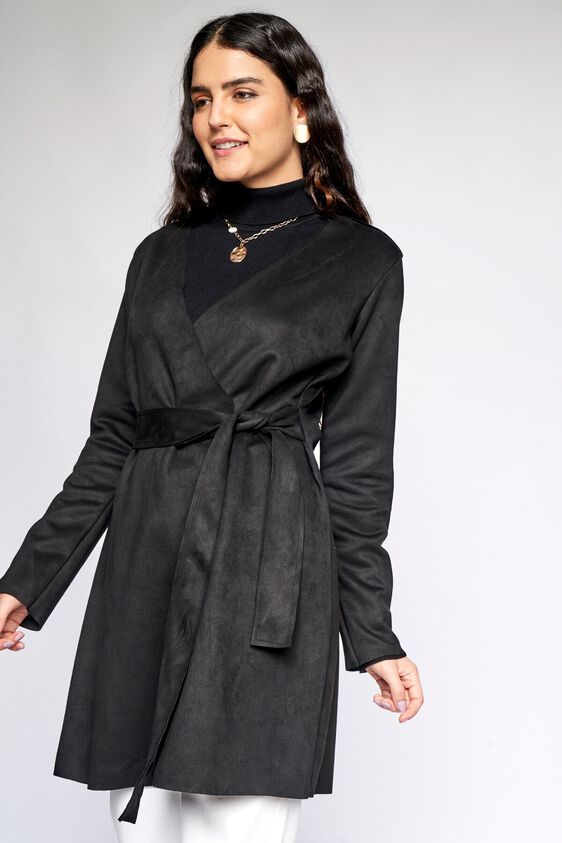 4 - Black Solid Wrap Jacket, image 4