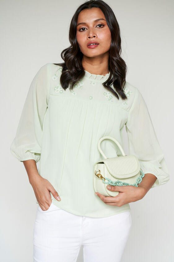 Mint Solid Straight Top, Mint, image 1