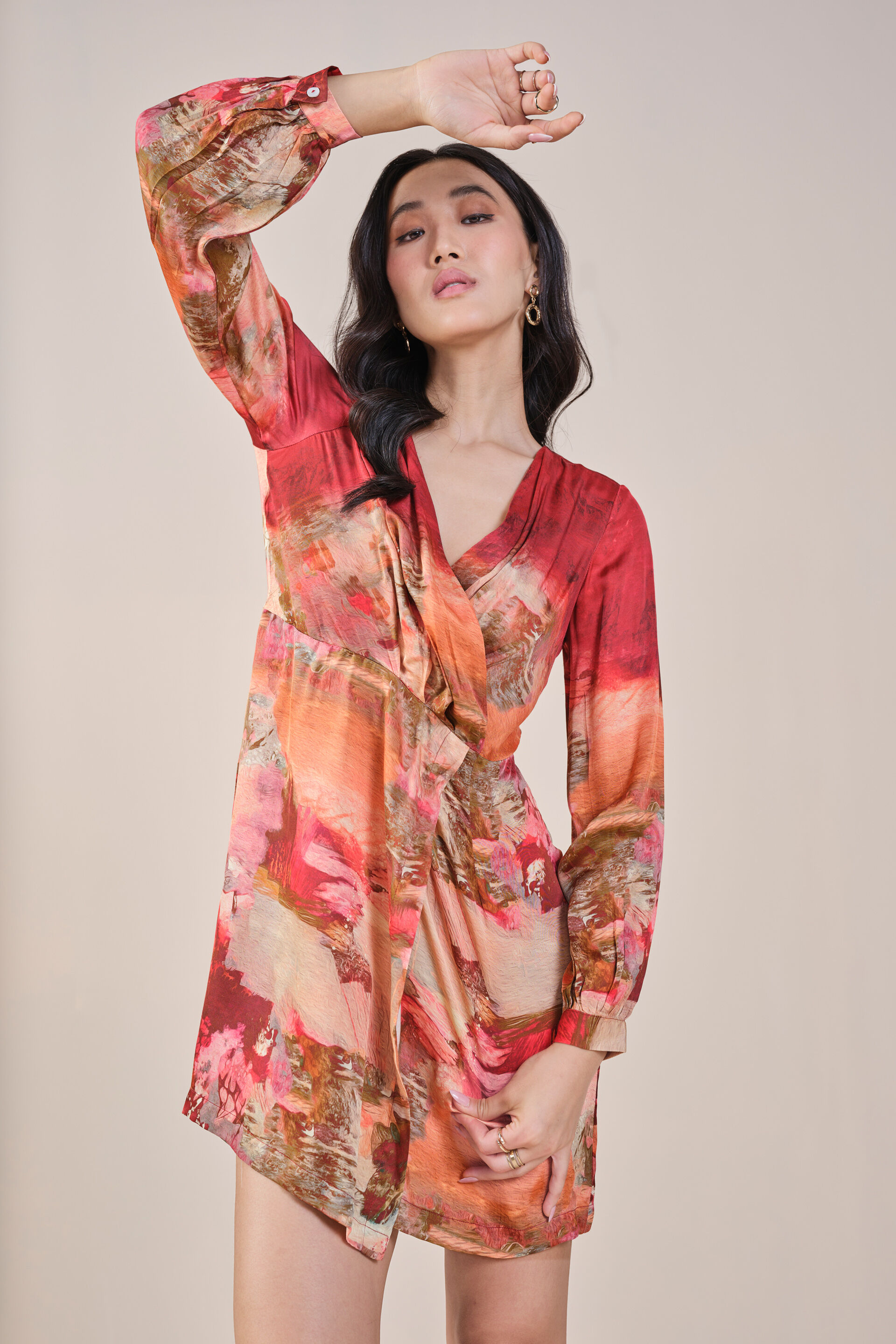 Amber Viscose Dress, Rust, image 3