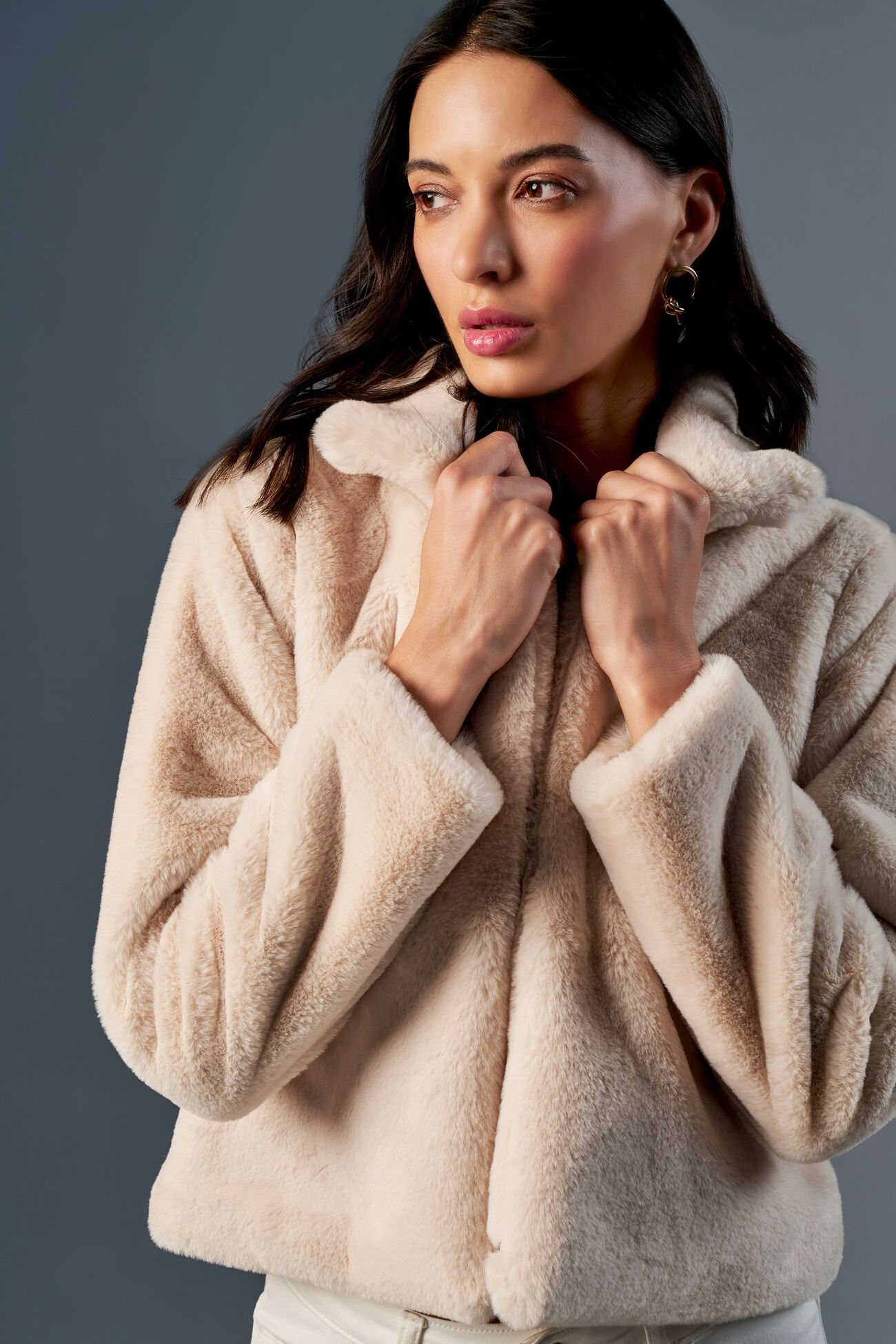 Buy Hooded Cropped Faux Fur Jacket Women's Fashion Wedding Party Online in  India 